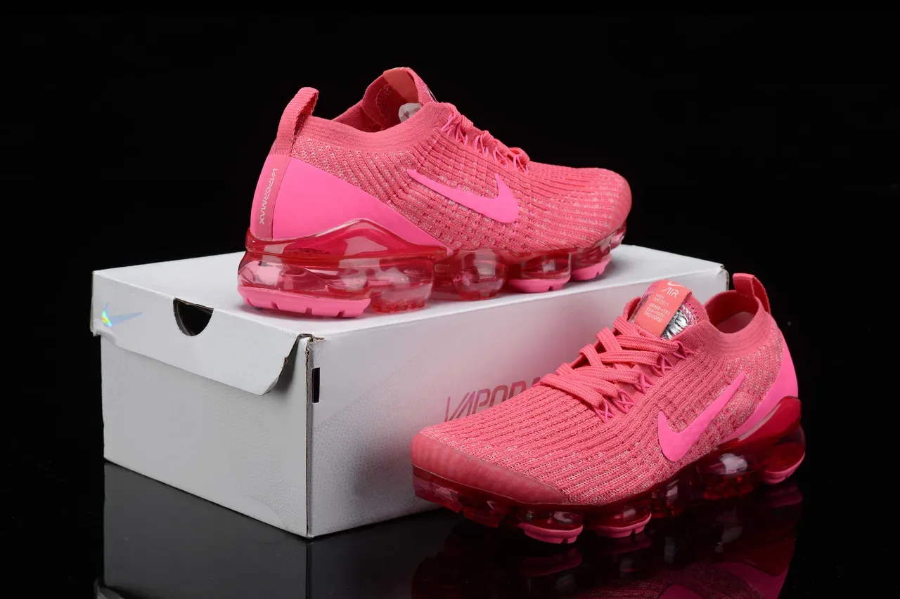 Nike Pink Transparent Flyknit Upper Full-Length Visible Air Unit Running Shoes 16