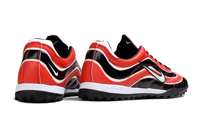 Nike Rouge Noir Low-Top Cuir Synthétique Supérieur Turf Football Chaussures 5