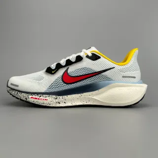 Nike tênis de corrida branco marinho vermelho amarelo sola com manchas tênis de corrida