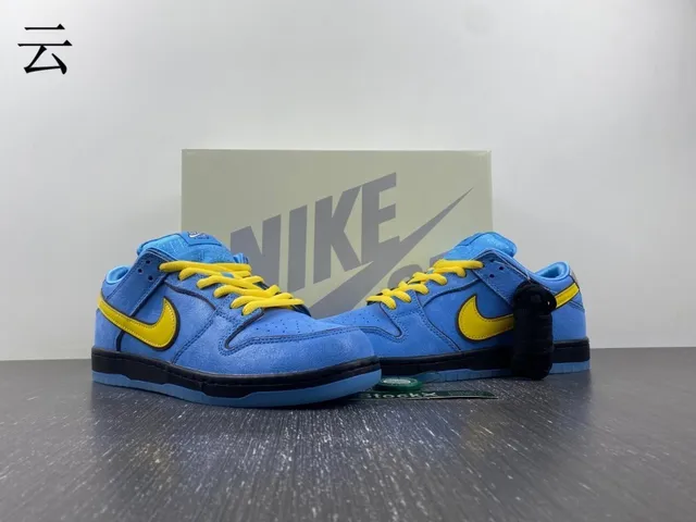 Nike SB Dunk Low नीला और पीला स्केटबोर्ड जूते 6