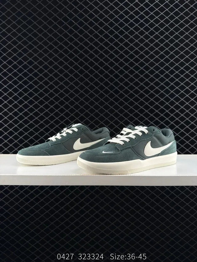 Nike SB Force 58 Chaussures de skateboard vert foncé et off-white 4