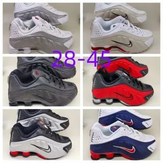 Nike Shox أبيض رمادي علو شبكي منثور وسط مصمم طبقي حذاء رياضي نمط حياة