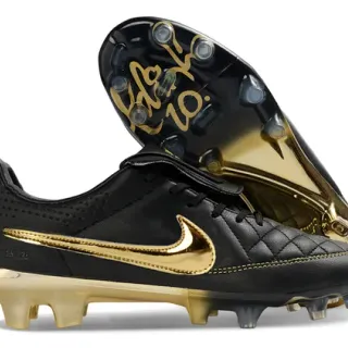 Nike Tiempo Legend Noir et Or Chaussures de football à sol ferme