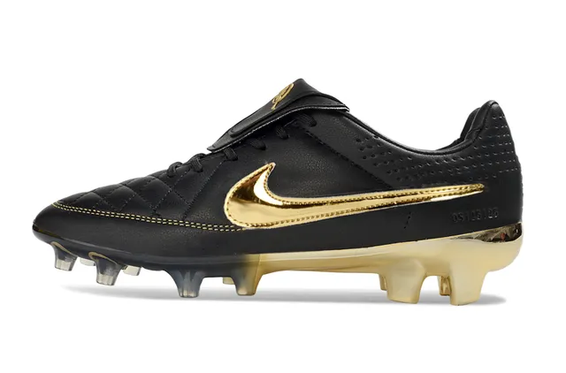 Nike Tiempo Legend কালো এবং গোল্ড ফর্ম গ্রাউন্ড সকার শোজ 6