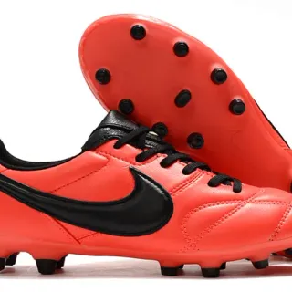 Nike Tiempo Orange Black Low-Cut Quilted Leather Upper Firm-Ground Soccer Shoes