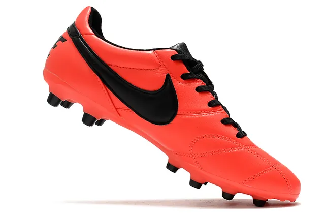 Nike Tiempo नारंगी काला लो-कट क्विल्टेड लेदर अपर फर्म-ग्राउंड फुटबॉल जूते 2
