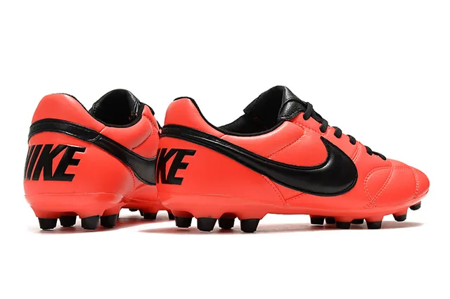 Nike Tiempo नारंगी काला लो-कट क्विल्टेड लेदर अपर फर्म-ग्राउंड फुटबॉल जूते 5