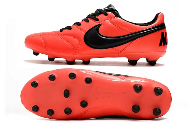 Nike Tiempo नारंगी काला लो-कट क्विल्टेड लेदर अपर फर्म-ग्राउंड फुटबॉल जूते 6