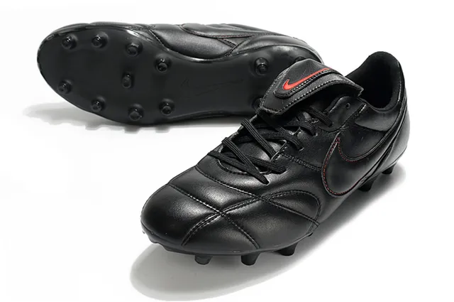 Nike Tiempo नारंगी काला लो-कट क्विल्टेड लेदर अपर फर्म-ग्राउंड फुटबॉल जूते 24