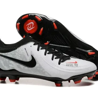 Nike Total 90 Blanco Negro Low-Cut Upper Sintético Swoosh Overlay Firm-Ground Zapatos de Fútbol