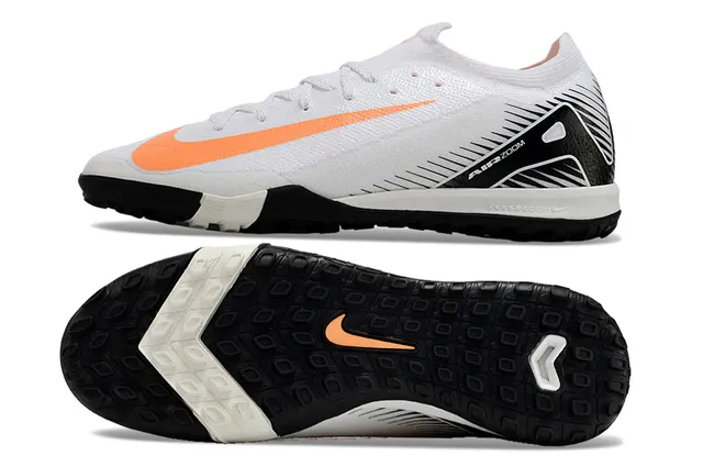 Nike White Black Low-Cut Knit Upper Turf Soccer Shoes 6