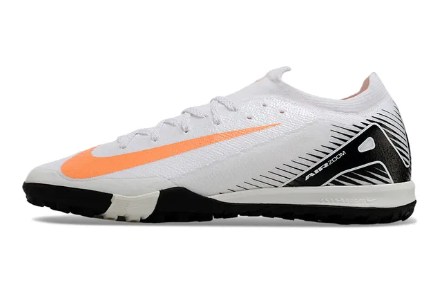 Nike White Black Low-Cut Knit Upper Turf Soccer Shoes 7