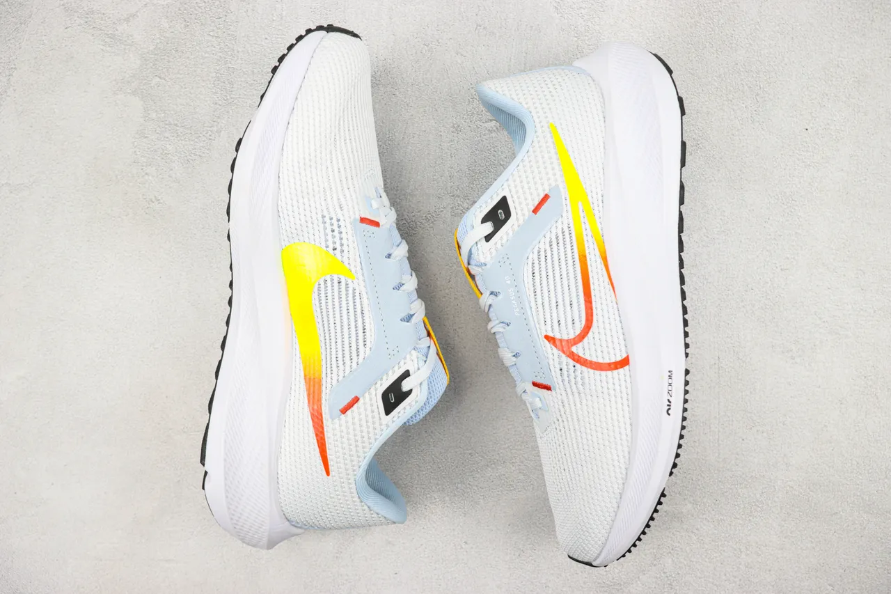 Nike White Blue Engineered Mesh Upper Gradient Swoosh Running Shoes 2