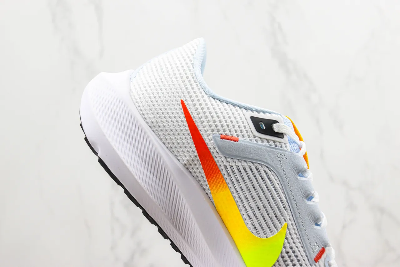 Nike White Blue Engineered Mesh Upper Gradient Swoosh Running Shoes 5