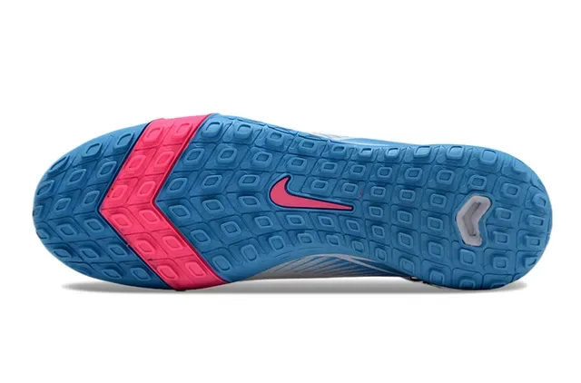 Nike Blanc Bleu Haut Col Synthétique Texturé Supérieur Chaussures de Football Indoor 6