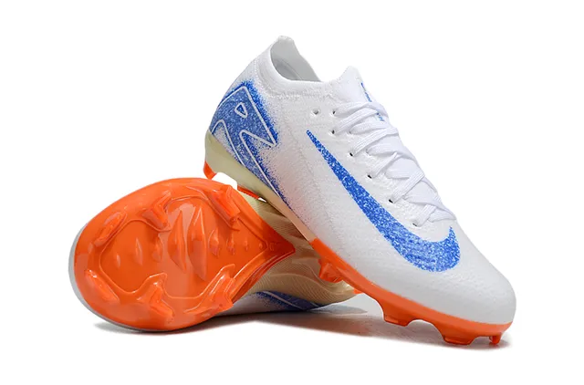 Nike أحذية كرة القدم أبيض أزرق مع upper منسوج ياقة ديناميكية Firm-Ground 2
