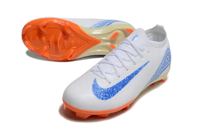 Nike أحذية كرة القدم أبيض أزرق مع upper منسوج ياقة ديناميكية Firm-Ground 3