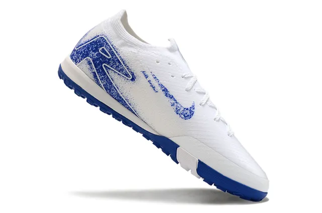 Nike White Blue Knit Upper Spray-Graphic Overlay Turf Soccer Shoes 2