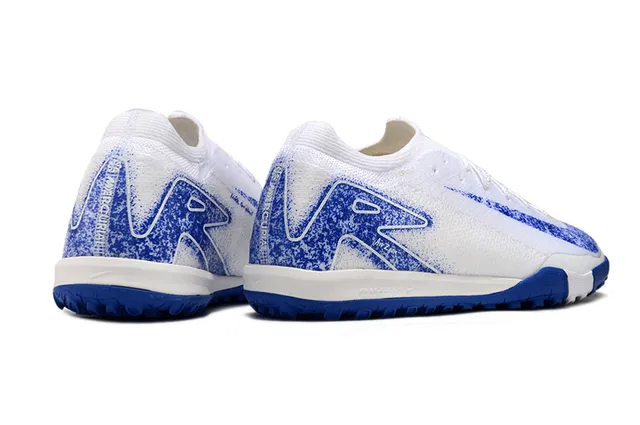 Nike White Blue Knit Upper Spray-Graphic Overlay Turf Soccer Shoes 5