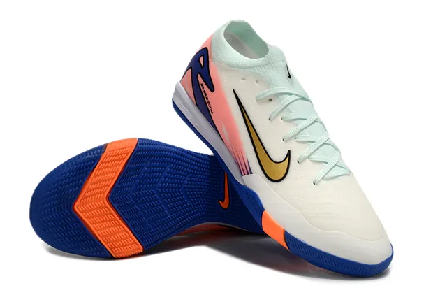 Nike White Blue Low-Top Knit Upper Indoor Soccer Shoes 4