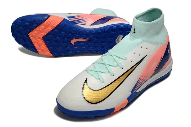 نايك أحذية كرة القدم عشب أبيض متعدد الألوان كم أعلى للجوارب Air Zoom Cushioning ملصق 4