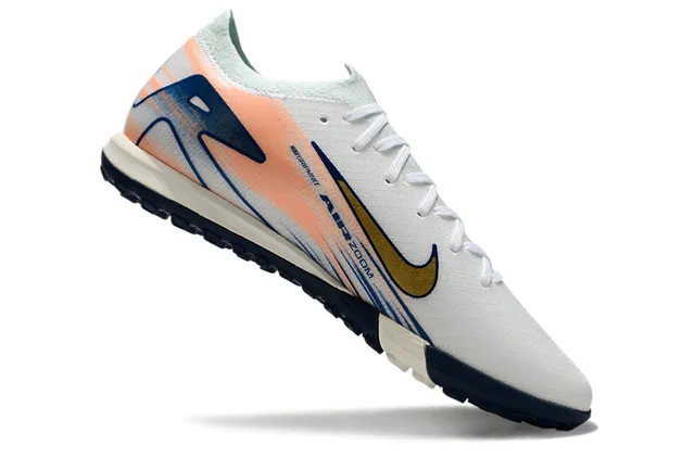 Nike White Navy Knit Upper Dynamic Graphic Overlay Indoor Soccer Shoes 2