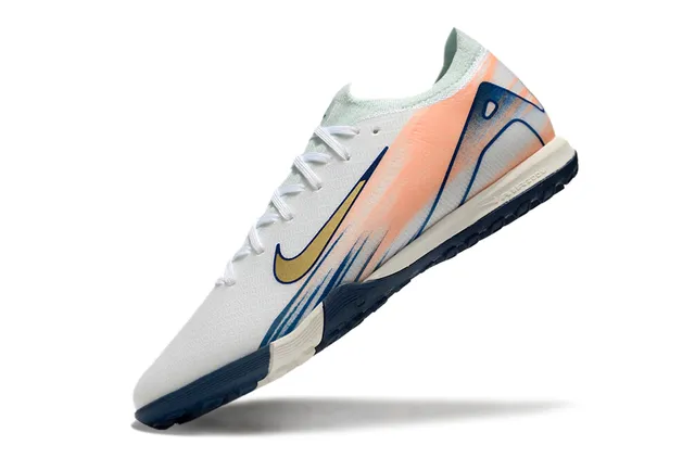 Nike White Navy Knit Upper Dynamic Graphic Overlay Indoor Soccer Shoes 3