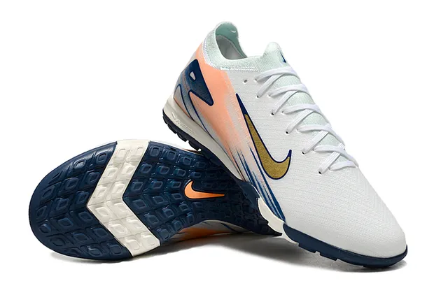 Nike White Navy Knit Upper Dynamic Graphic Overlay Indoor Soccer Shoes 4