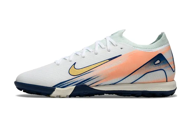 Nike White Navy Knit Upper Dynamic Graphic Overlay Indoor Soccer Shoes 7