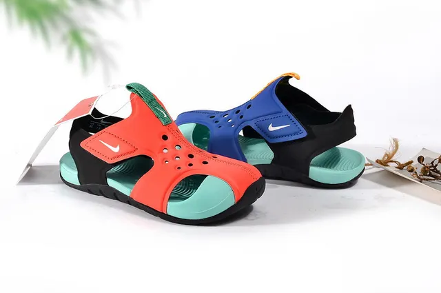 Nike White Orange Open-Toe Single-Strap Casual Sandals 22