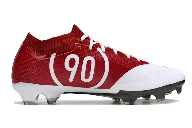 Nike White Red Low-Cut Knit Upper Collar Accent Firm-Ground Soccer Shoes 5
