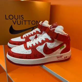 Nike x Louis Vuitton Air Force 1 High Rojo y Blanco Monogram Lifestyle Sneakers