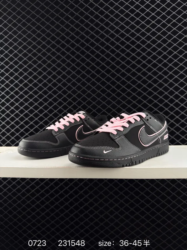 Nike x Supreme SB Dunk Low 黑粉色皮革滑板鞋 2