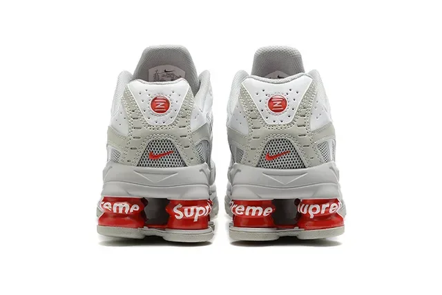 Nike x Supreme Shox NZ White Gray Red Lifestyle Sneakers 3