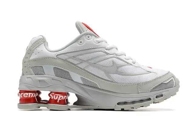 Nike x Supreme Shox NZ White Gray Red Lifestyle Sneakers 5