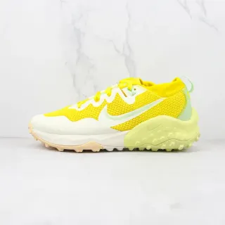 Nike Yellow Green Mesh Upper Sculpted Wavy Midsole Sneakers