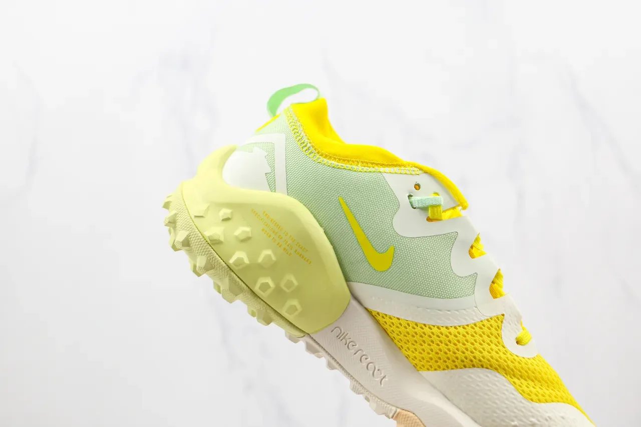Nike Yellow Green Mesh Upper Sculpted Wavy Midsole Sneakers 5