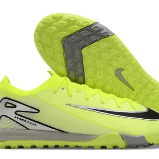 Nike Yellow Silver Knit Upper Turf Outsole Sneakers