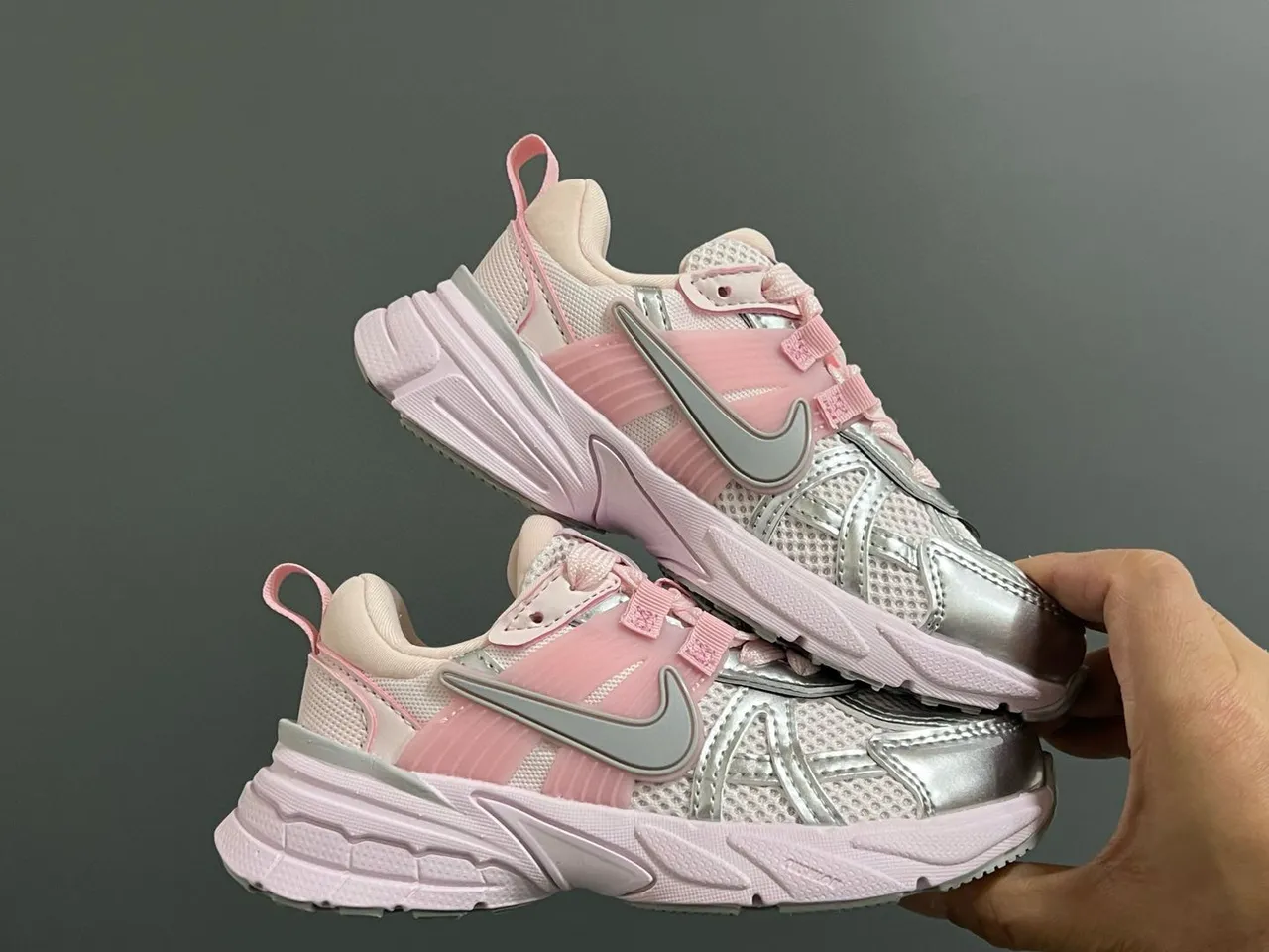 Nike Zoom 2K Silver Mesh Chunky Sneakers 22