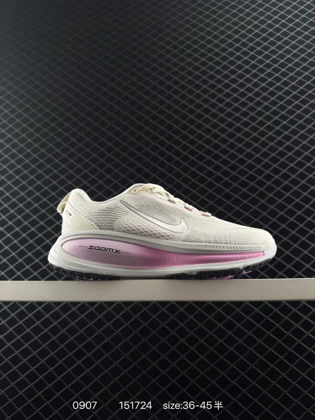 Nike ZoomX Beige Pink Breathable Knit Upper Full-Length Midsole Band Running Shoes 7