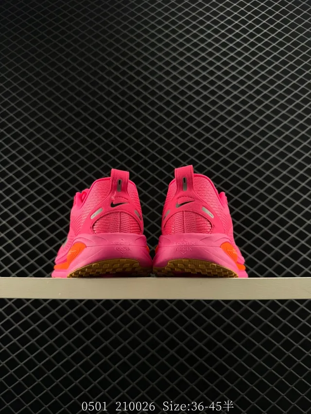 Nike ZoomX Pink Orange Knit Mesh Upper Visible Midsole Running Shoes 3