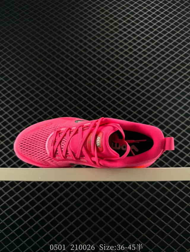 Nike ZoomX Pink Orange Knit Mesh Upper Visible Midsole Running Shoes 4