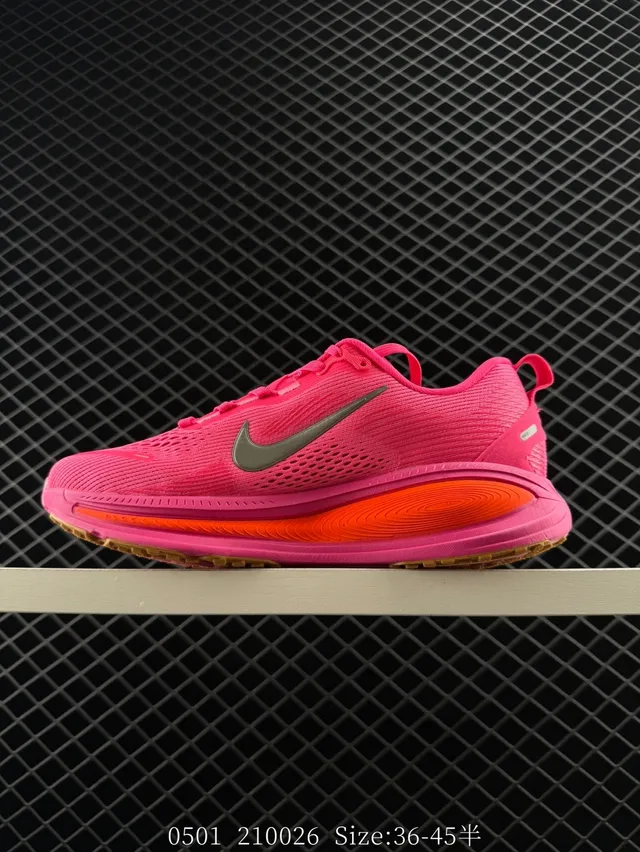 Nike ZoomX Pink Orange Knit Mesh Upper Visible Midsole Running Shoes 5