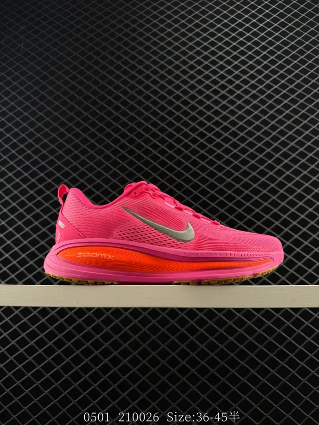 Nike ZoomX Pink Orange Knit Mesh Upper Visible Midsole Running Shoes 6