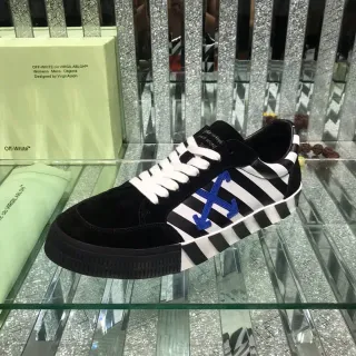 Off-White Arrow Black Diagonal Striped Panel Blue Logo Lifestyle Sneakers
