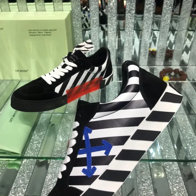 Off-White Arrow Black Diagonal Striped Panel Blue Logo Lifestyle Sneakers 5