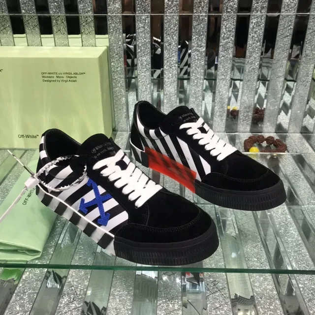 Off-White Arrow Black Diagonal Striped Panel Blue Logo Lifestyle Sneakers 7