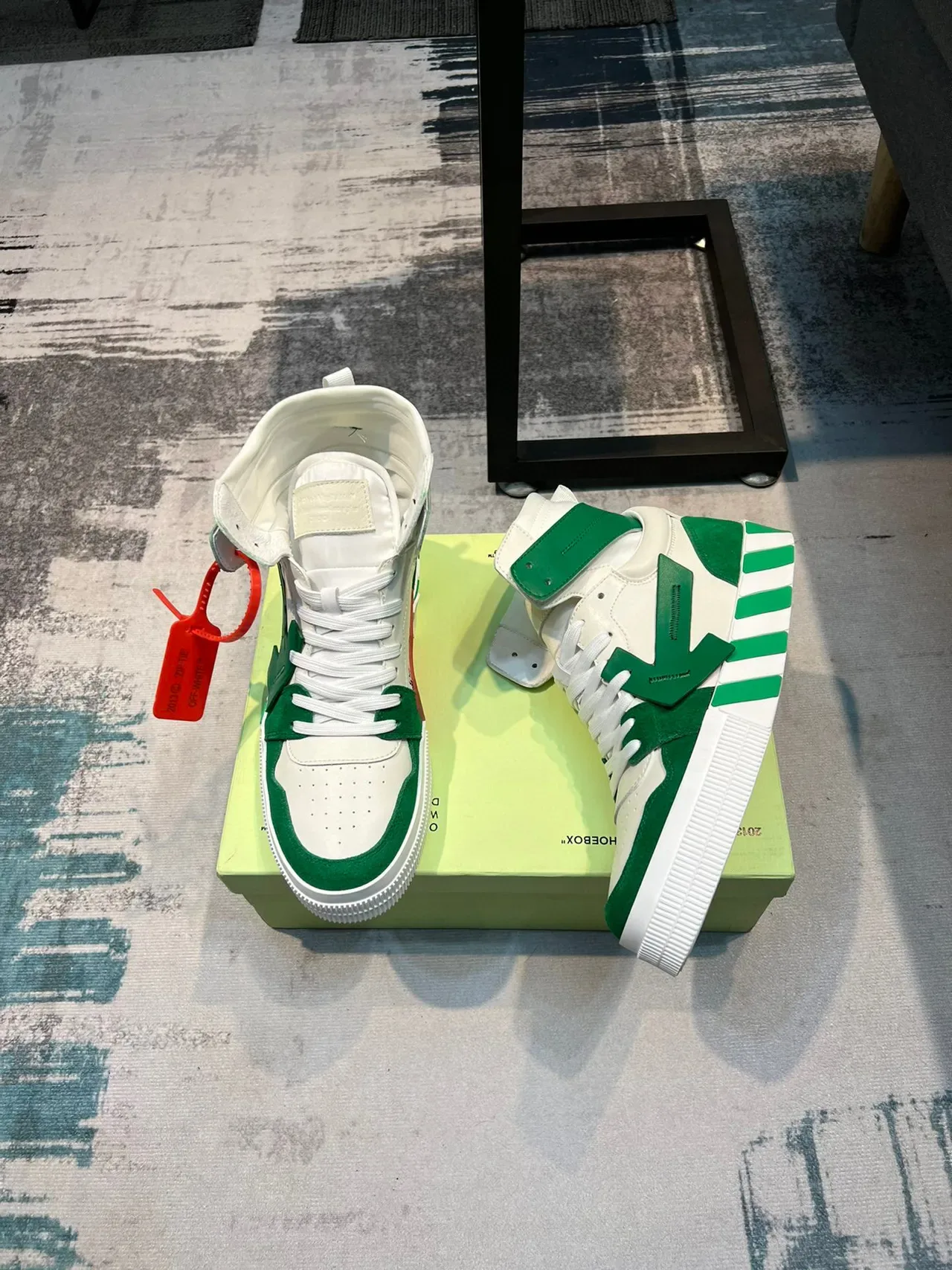 Off-White Arrow Green High-Top Lifestyle Sneakers 4