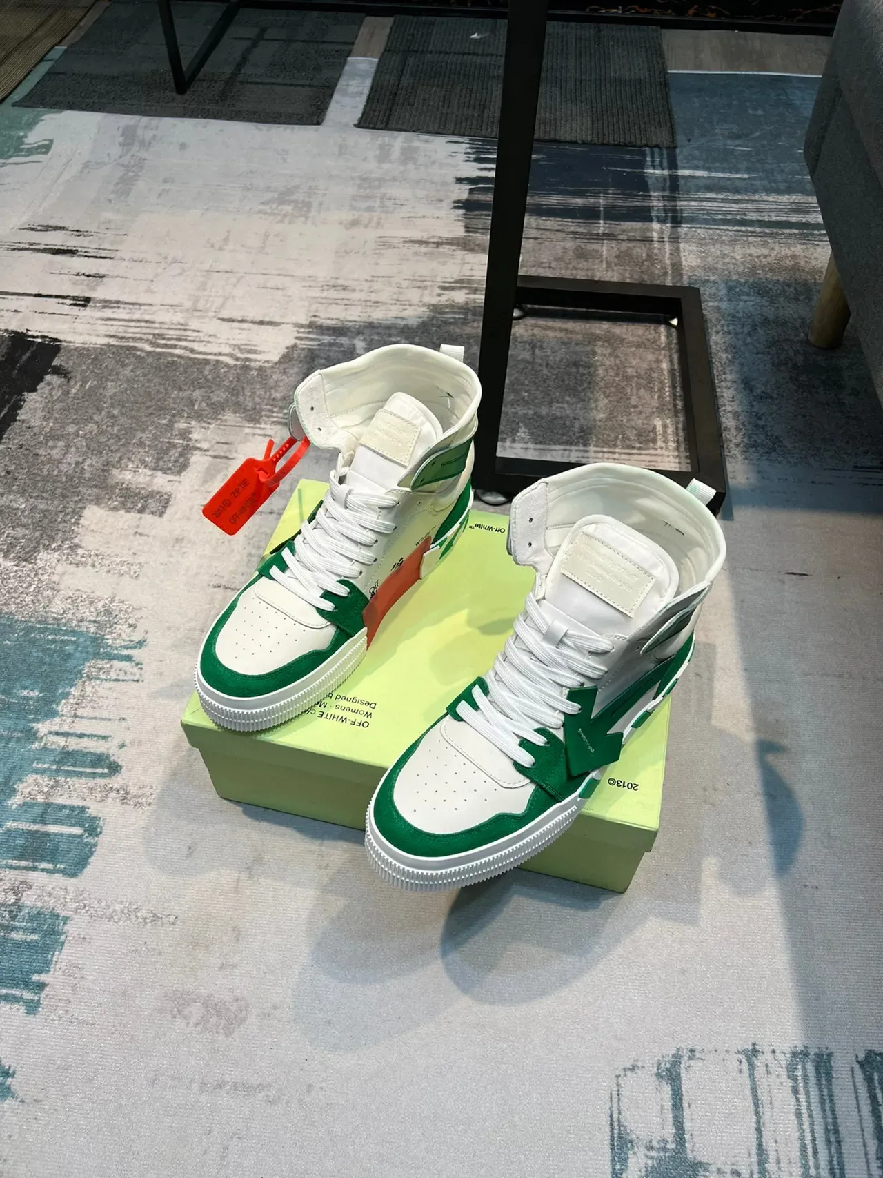 Off-White Arrow Green High-Top Lifestyle Sneakers 5