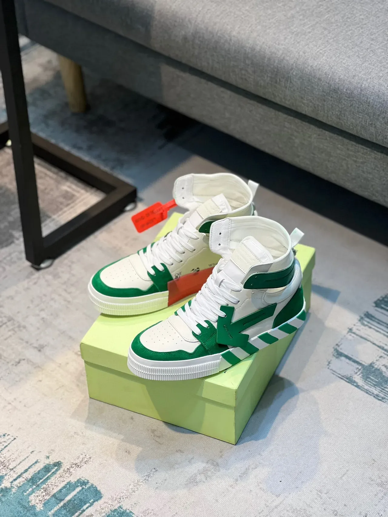 Off-White Arrow Green High-Top Lifestyle Sneakers 6